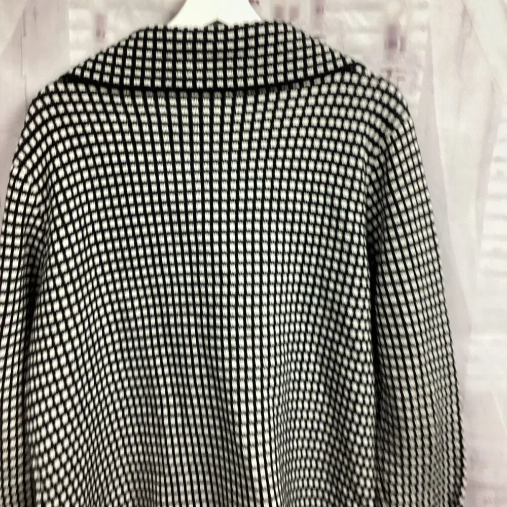 SIONI Cardigan Black White Check Button Up XL